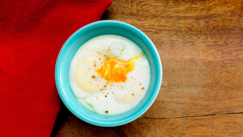 coddled eggs in a bowl