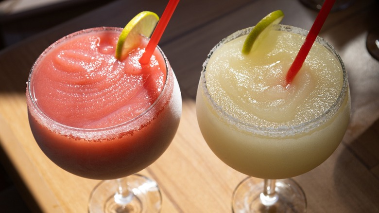 Two blended, frozen margaritas