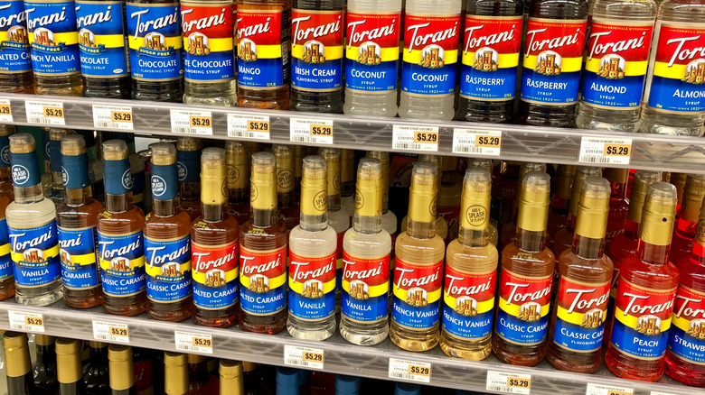 Rows of Torani syrup