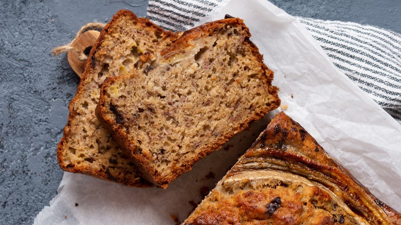 served banana bread slices