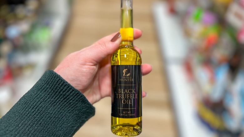 Bottle of black truffle oil at Marshalls 