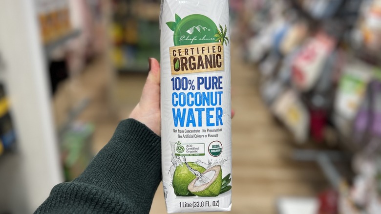 Bottle of coconut water at Marshalls 