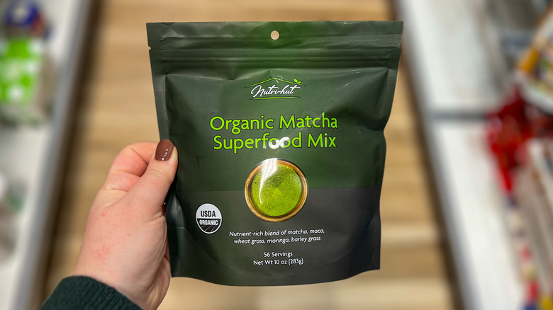 Bag of organic matcha superfood mix at Marshalls