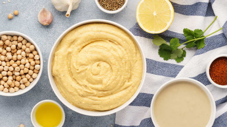 hummus and ingredients