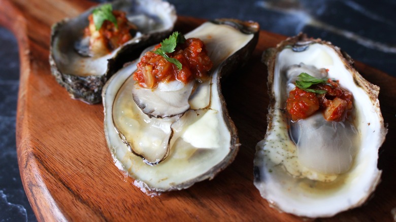 oysters with kimchi