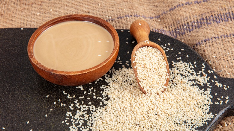 tahini made of sesame seeds