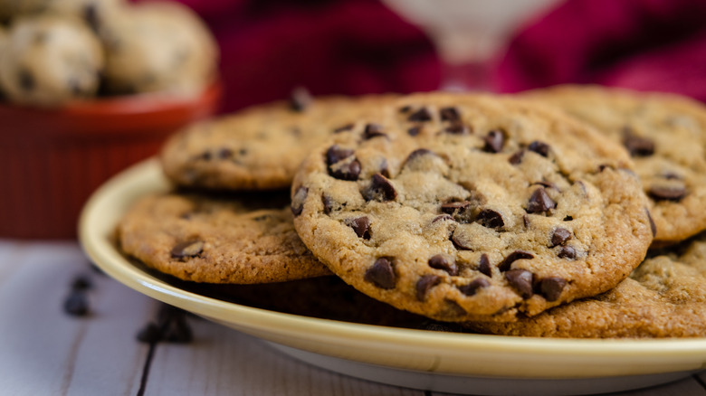 chocolate chip cookies on plate