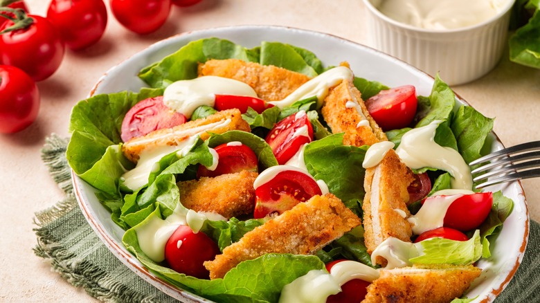 salad with tomatoes and dressing