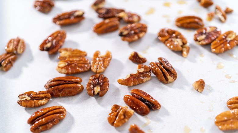 walnuts on a baking sheet