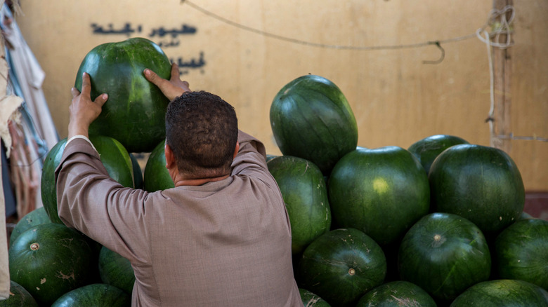 Watermelons at market in Cairo, Egypt