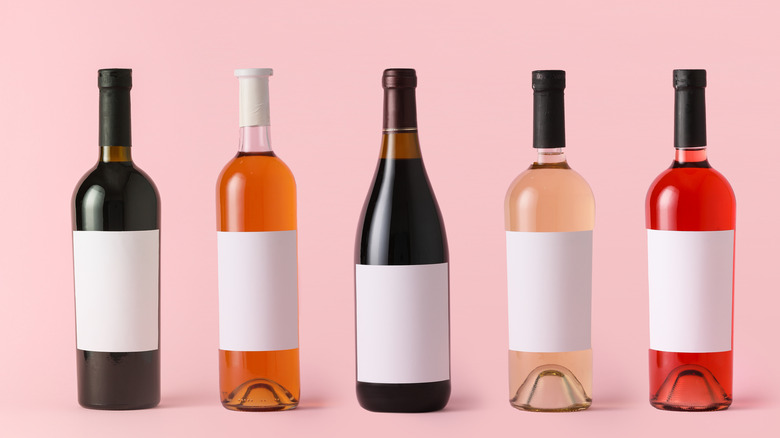 wine bottles with blank labels