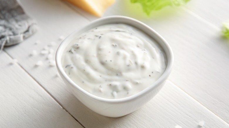 bowl of Caesar dressing