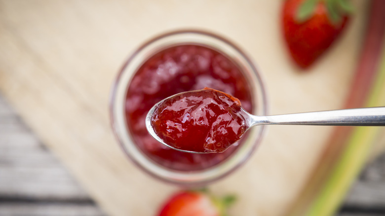 Strawberry preserves in jar