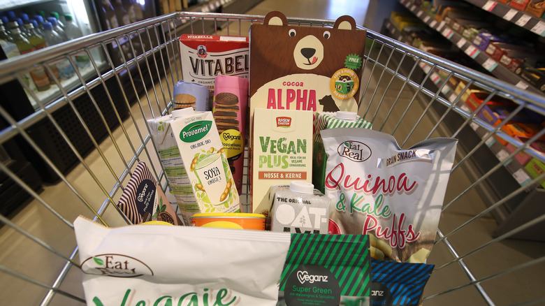 vegan groceries in cart