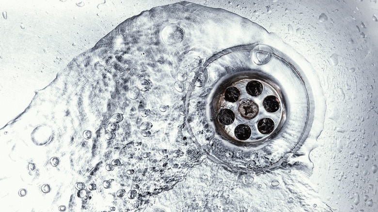 stainless steel sink running water