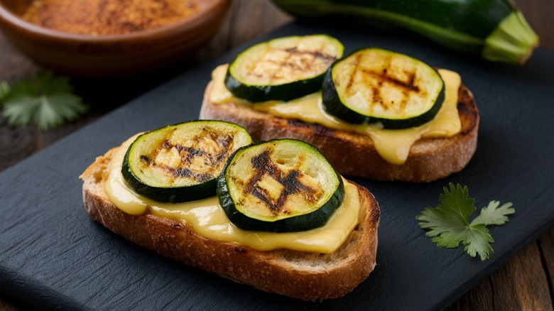 Zucchini on cheese toast