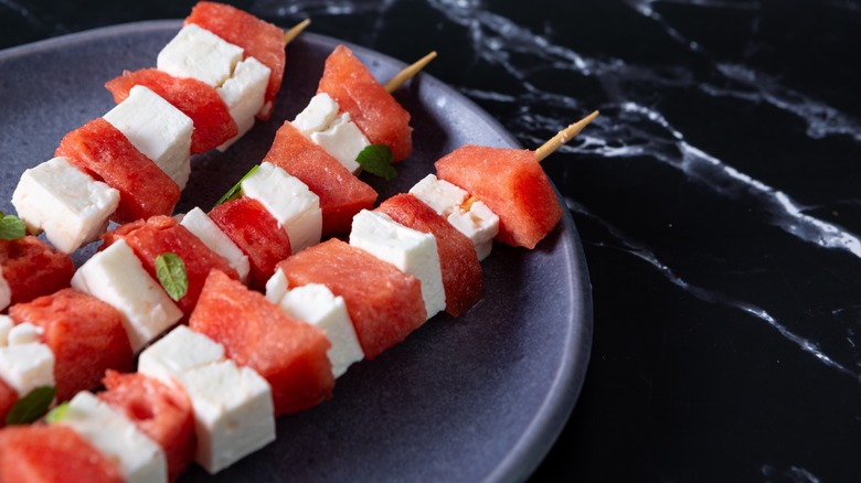 watermelon and cheese skewers