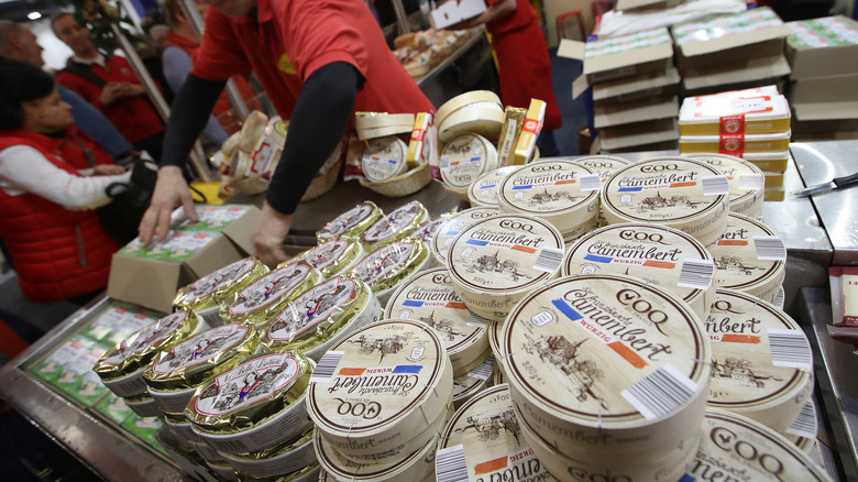 camembert cheese at market