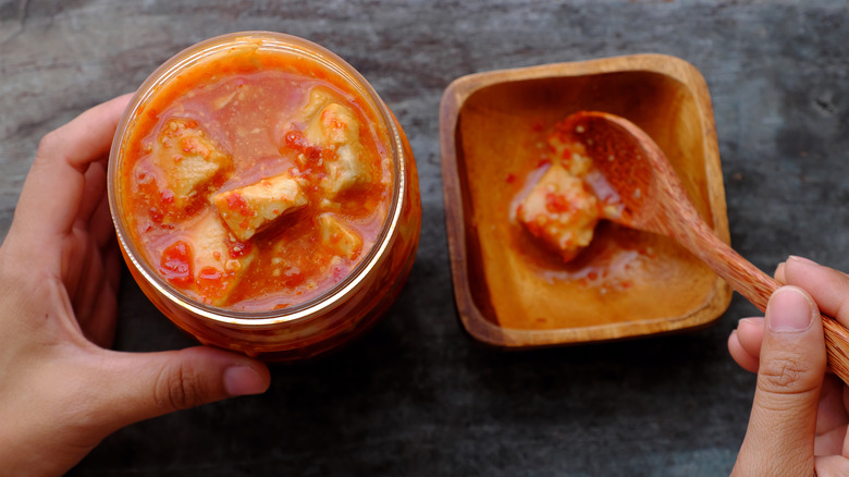 Fermented bean curd in jar