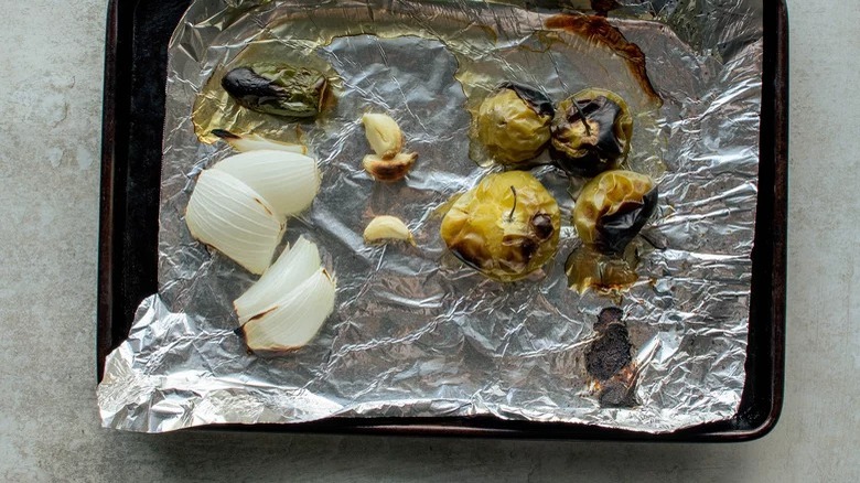 broiling the vegetables