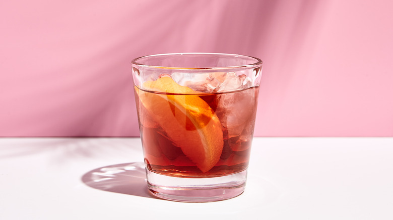 negroni cocktail with orange garnish