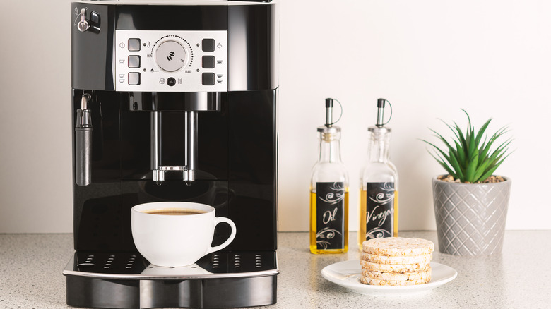 Cappuccino machine on kitchen counter