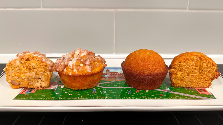two carrot cake muffins next to each other