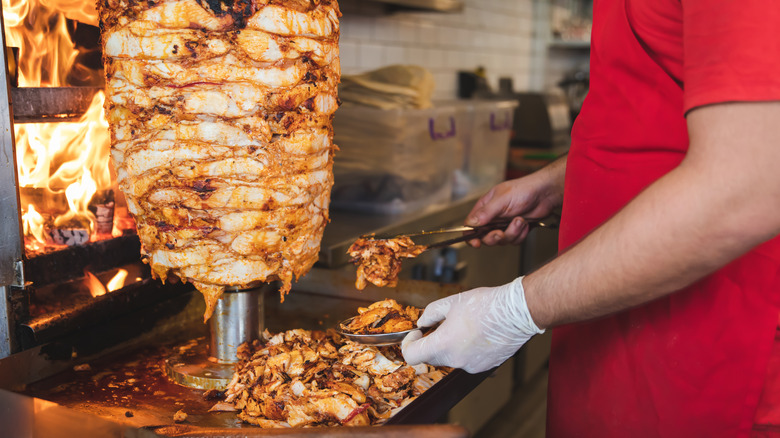 Meat cut from a spit