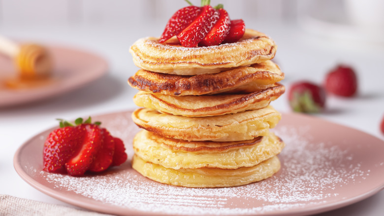 Fluffy pancakes on a plate