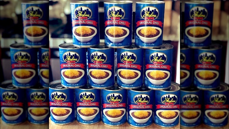 Cans of Skyline Chili 