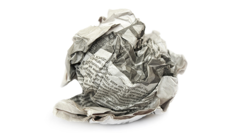 Crumpled newspaper