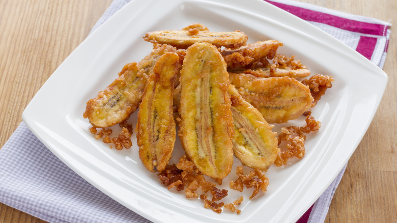 Plate of fried bananas