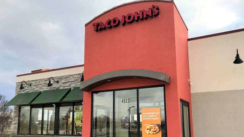 The main entrance to Taco John's restaurant in Fargo, North Dakota