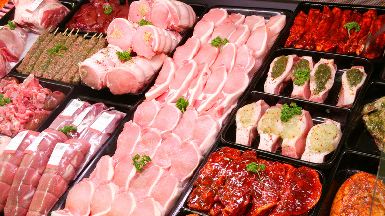 supermaket pork display