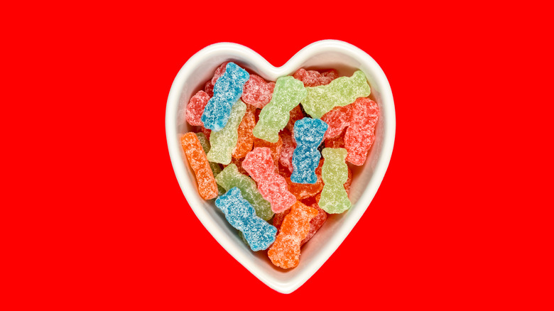 sour patch kids in heart bowl