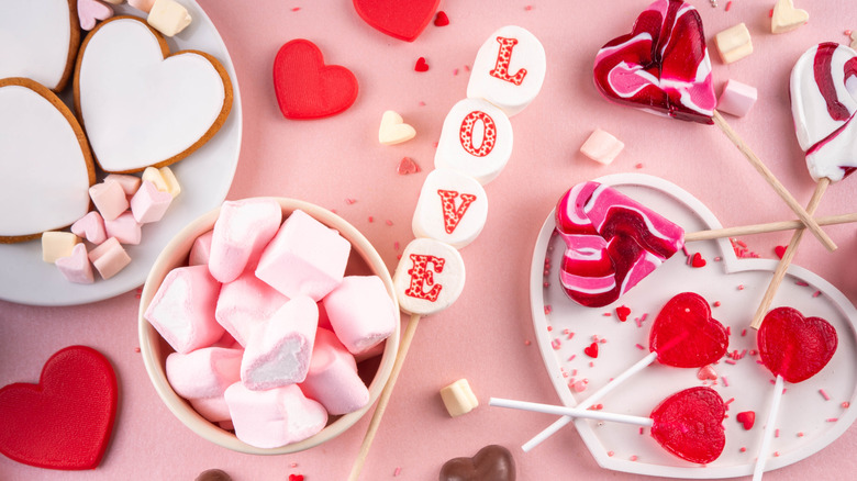 variety of Valentine's candy and treats