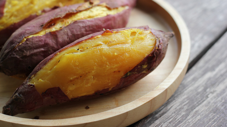 Close up of Japanese sweet potatoes 