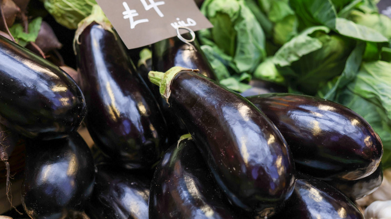 Eggplants on display