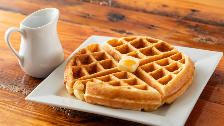 served plate of waffle