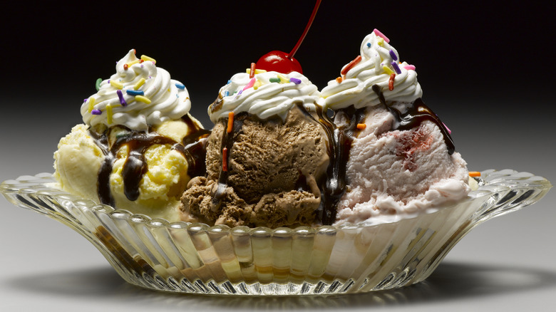 ice cream in a crystal dish