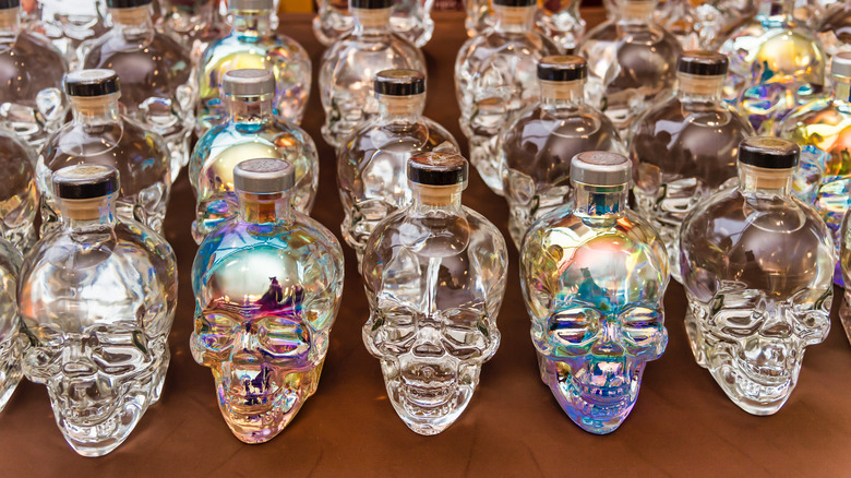 bottles of Crystal Head vodka 