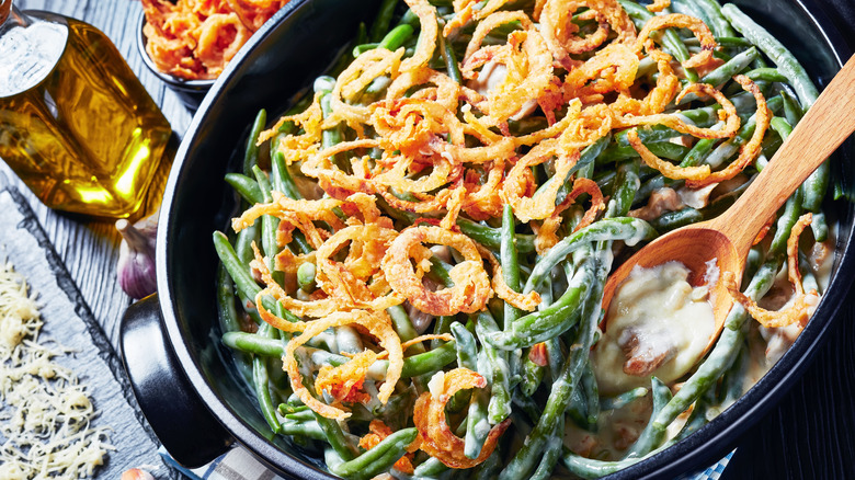 green bean casserole with onions