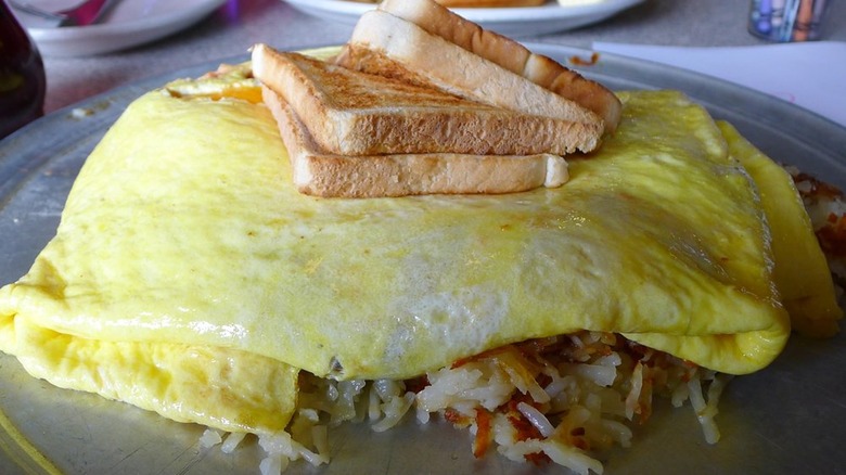 Beth's Cafe 12-egg omelet with toast and hashbrowns