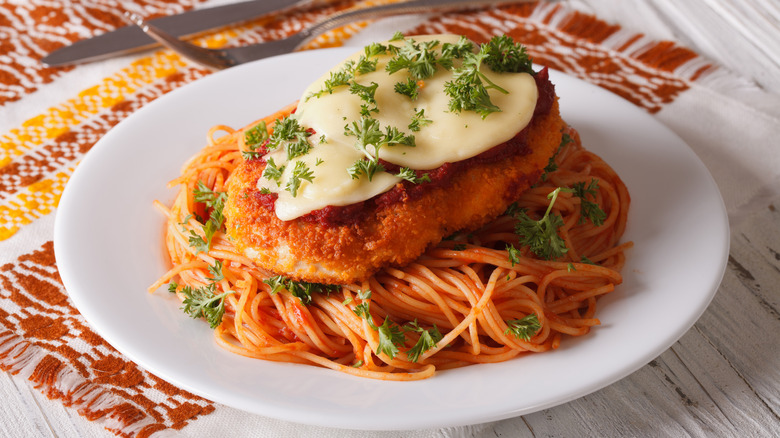 Plate of chicken parm