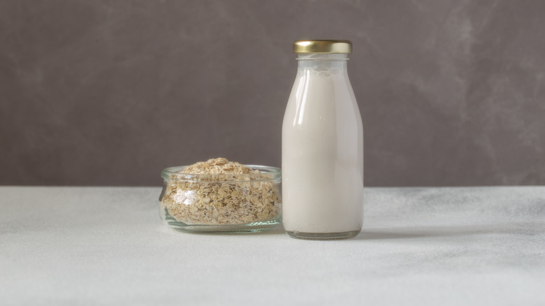 oat milk in glass jar