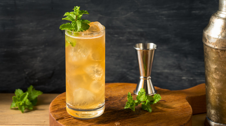 whiskey tonic cocktail and shaker