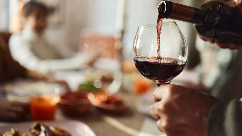 wine served at dinner table