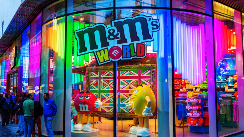 The outside of the M&M's store in London.