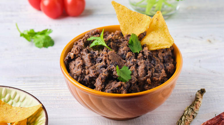refried beans in bowl
