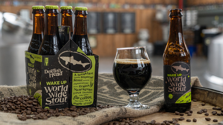 A pack of Dogfish Head coffee beer.